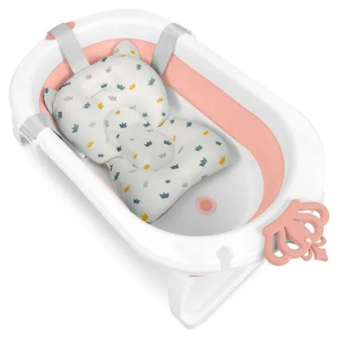 Wanienka składana dla dzieci, niemowląt z wkładką Ricokids RK-286 biało-różowa