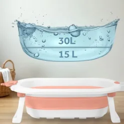 Wanienka składana dla dzieci, niemowląt z wkładką Ricokids RK-286 biało-różowa