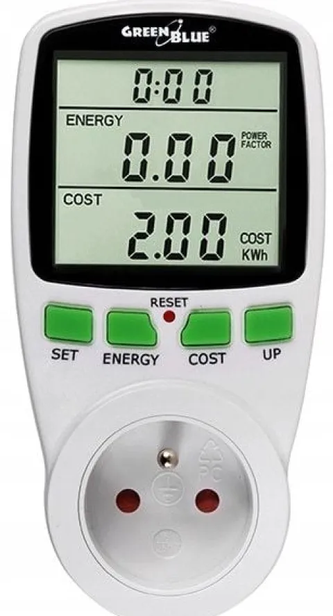 WATOMIERZ LICZNIK ENERGII MIERNIK DO ZUŻYCIA PRĄDU MOCNY GreenBlue GB202