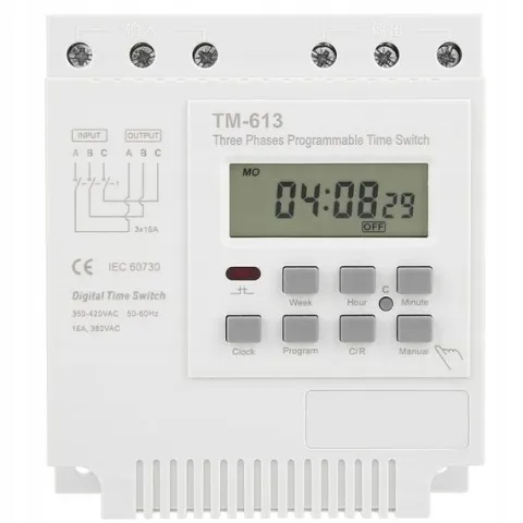 WŁĄCZNIK WYŁĄCZNIK CZASOWY TRÓJFAZOWY 380V TM-613 16A 50-60HZ