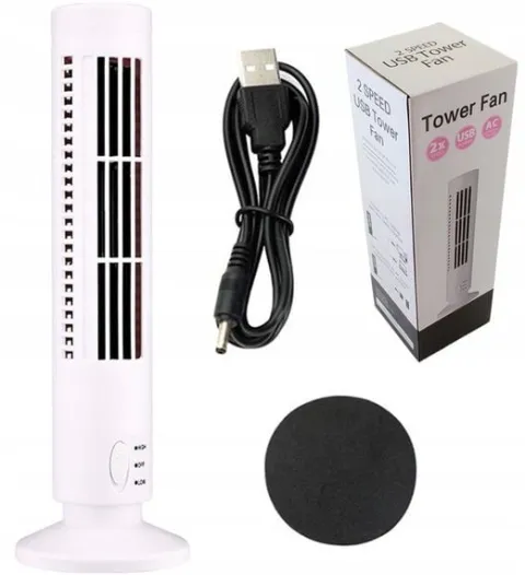 WENTYLATOR KOLUMNOWY BIURKOWY STOJĄCY OSCYLACJA KLIMA USB 3W CZARNY