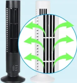 WENTYLATOR KOLUMNOWY BIURKOWY STOJĄCY OSCYLACJA KLIMA USB 3W CZARNY