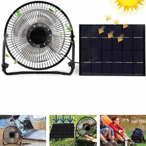 WENTYLATOR + PANEL SOLARNY SŁONECZNY 5W 6V Do kemping