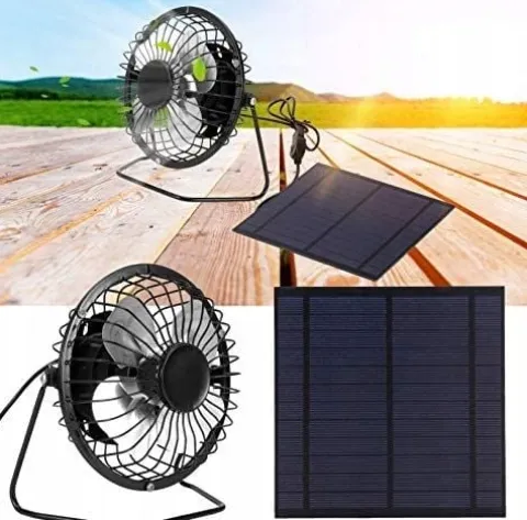 WENTYLATOR + PANEL SOLARNY SŁONECZNY 5W 6V Do kemping
