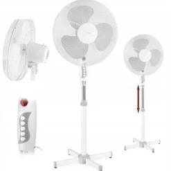 WENTYLATOR STOJĄCY WIATRAK PODŁOGOWY CICHY BIAŁY 40CM 50W