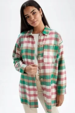 WIELOKOLOROWA FLANELOWA KOSZULA W KRATĘ BAWEŁNA DEFACTO L/XL