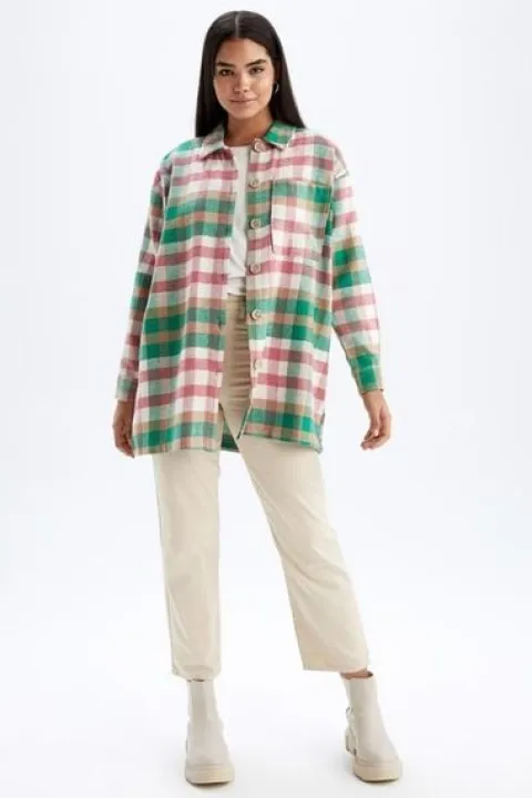 WIELOKOLOROWA FLANELOWA KOSZULA W KRATĘ BAWEŁNA DEFACTO L/XL