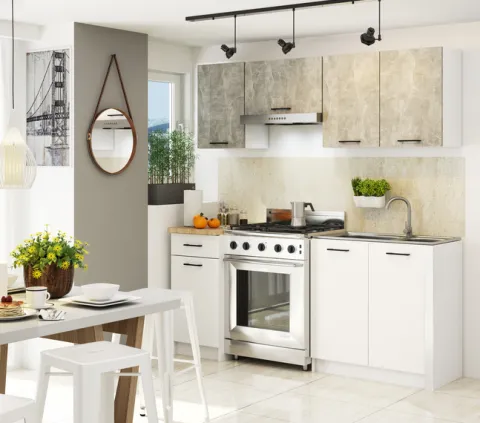 WISZĄCA SZAFKA KUCHENNA OKAPOWA OLIWIA W 60cm BIAŁA/BETON