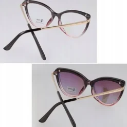 2W1 Kocie Damskie OKULARY do KOMPUTERA + Nakładka przeciwsłoneczna CLIP-ON