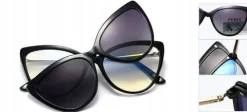 2W1 Kocie Damskie OKULARY do KOMPUTERA + Nakładka przeciwsłoneczna CLIP-ON