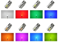 W5W żarówka LED T10 12-24V CANBUS 500lm 8 kolorów Niebieska zimna