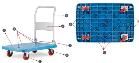 Wózek magazynowy transportowy składany platformowy wzmocniony HIGHER 150kg