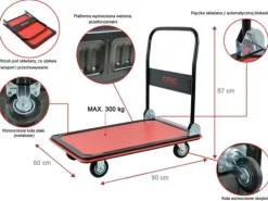 WÓZEK MAGAZYNOWY TRANSPORTOWY NAC UDŹWIG 300 KG PEŁNE KOŁA 125 MM SKŁADANY