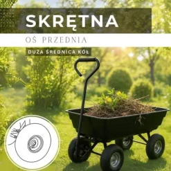 Wózek ogrodowy transportowy metalowy 250kg z funkcją wywrotki, czarny