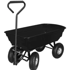Wózek ogrodowy transportowy metalowy 250kg z funkcją wywrotki, czarny