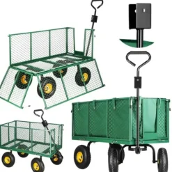 Wózek ogrodowy transportowy metalowy 400 kg zielony
