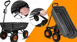 WÓZEK OGRODOWY TRANSPORTOWY PRZYCZEPKA TACZKA POMPOWANE KOŁA DO 300KG 75L
