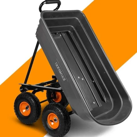 WÓZEK OGRODOWY TRANSPORTOWY PRZYCZEPKA TACZKA POMPOWANE KOŁA DO 300KG 75L