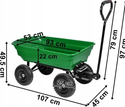 WÓZEK OGRODOWY TRANSPORTOWY TACZKA WYWROTKA PRZYCZEPKA DO OGRODU 3w1 300kg