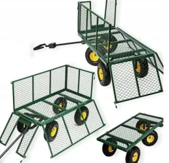 WÓZEK OGRODOWY 3w1 przyczepka transportowa 500kg 220L ROZKŁADANE BURTY