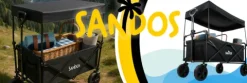 WÓZEK PLAŻOWY Z DASZKIEM PRZYCZEPKA 100KG CZARNA SKŁADANY NA WAKACJE PLAŻA