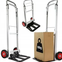 WÓZEK TRANSPORTOWY MŁYNARKA SKŁADANY ALU 90KG metalowe koła z łozyskiem
