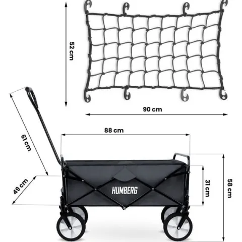 Wózek transportowy, składany z siatką 80L Humberg HM-511