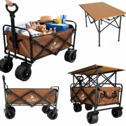 Wózek Transportowy Turystyczny Ogrodowy Plażowy Składany ze Stolikiem 2w1