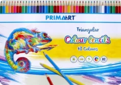 48x KOLORÓW KREDKI TRÓJKĄTNE W OPRAWIE DREWNIANEJ PREMIUM METALOWE PUDEŁKO