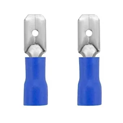 2x Konektor męski 4.8mm z izolacją niebieski