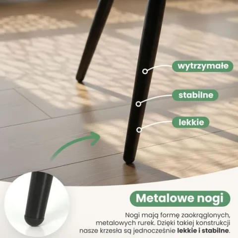 2x Krzesło welurowe tapicerowane do salonu ESTELLE Butelkowa Zieleń Czarne