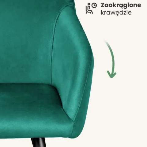 2x Krzesło welurowe tapicerowane do salonu ESTELLE Butelkowa Zieleń Czarne