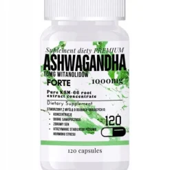 3x 1000MG ASHWAGANDHA PREMIUM KSM-66 STRES SEN DEPRESJA ZMĘCZENIE 120