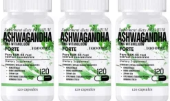 3x 1000MG ASHWAGANDHA PREMIUM KSM-66 STRES SEN DEPRESJA ZMĘCZENIE 120