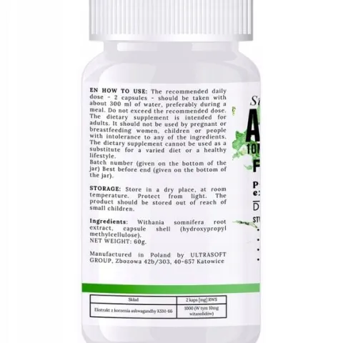 3x 1000MG ASHWAGANDHA PREMIUM KSM-66 STRES SEN DEPRESJA ZMĘCZENIE 120