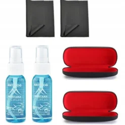 2x 30ml Płyn ANTI-FOG przeciw parowaniu + 2x Ściereczka + 2x Etui twarde