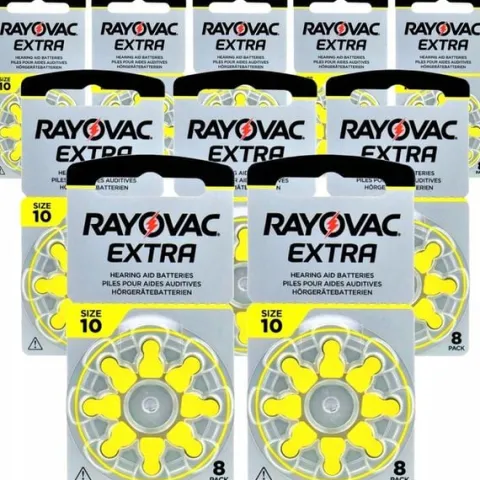80x NAJMOCNIEJSZE BATERIE RAYOVAC EXTRA DO APARATÓW SŁUCHOWYCH 10 MF
