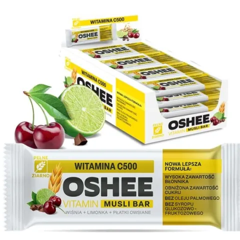 25x OSHEE Vitamin musli bar baton witamina C500 wiśnia limonka 40 g