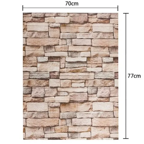 10x PANELE 3D ŚCIENNE SAMOPRZYLEPNE PIANKA XPE CEGŁA BEŻOWA TAPETA 77x70cm