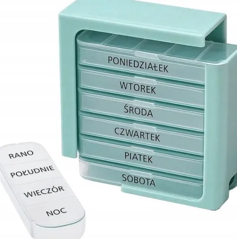 2 x Pojemnik na leki kasetka pudełko na tabletki 7 dni 4 pory dnia