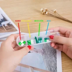 2 x Pojemnik na leki kasetka pudełko na tabletki 7 dni 4 pory dnia