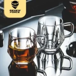 6x SZKLANKA Z UCHEM 300ml ZESTAW DUŻE SZKLANKI NA KAWĘ LATTE HERBATĘ