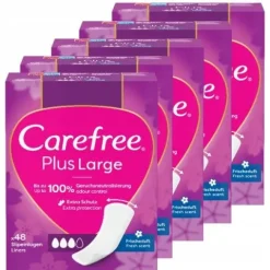 5x Zestaw Carefree Plus Large wkładki higieniczne 48 szt.