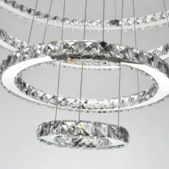 ŻYRANDOL KRYSZTAŁOWY 3 RING LUSTRZANY SALONU LAMPA WISZĄCA SUFITOWA CIEPŁY