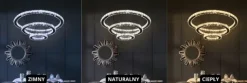 ŻYRANDOL KRYSZTAŁOWY 3 RING LUSTRZANY SALONU LAMPA WISZĄCA SUFITOWA CIEPŁY