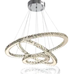 ŻYRANDOL KRYSZTAŁOWY 3 RING LUSTRZANY SALONU LAMPA WISZĄCA SUFITOWA CIEPŁY