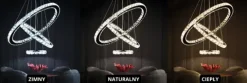 ŻYRANDOL KRYSZTAŁOWY 3 RING LUSTRZANY SALONU LAMPA WISZĄCA SUFITOWA CIEPŁY