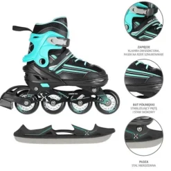 Łyżworolki 2w1 NH18190 Nils Extreme czarno-niebieskie 34-38
