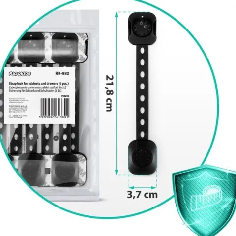 Zabezpieczenie otwierania szafek Ricokids 798202 6 szt czarne