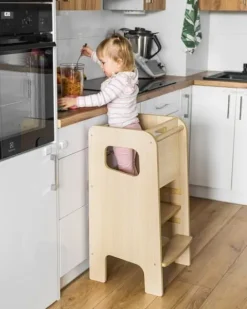 Zabudowany Kitchen Helper dla dzieci Dąb